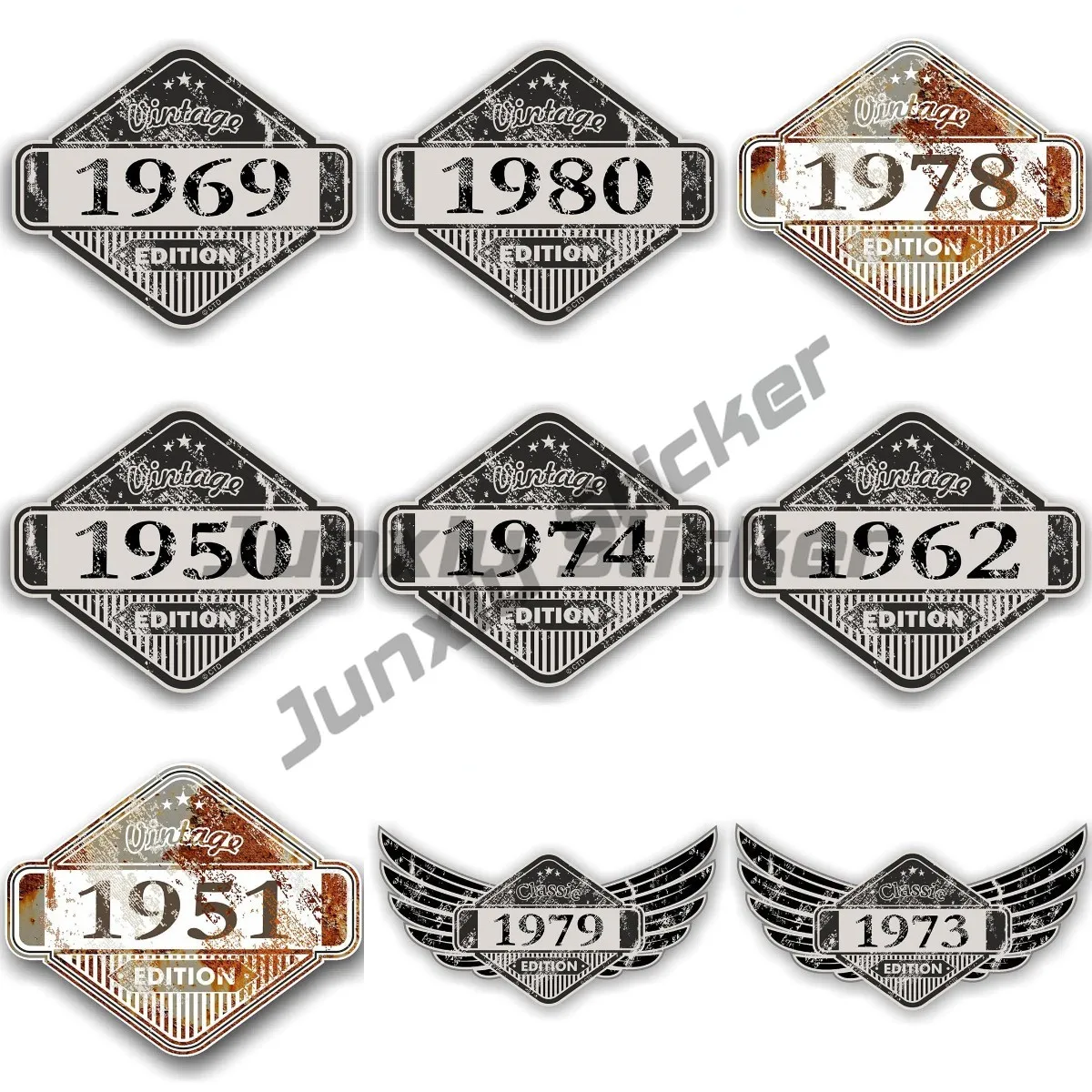 

Rusty Patina Aged Vintage Edition Year 1972 Design Vinyl Car Sticker Helmet Fridge Window Bumper Laptop Trunk Decal