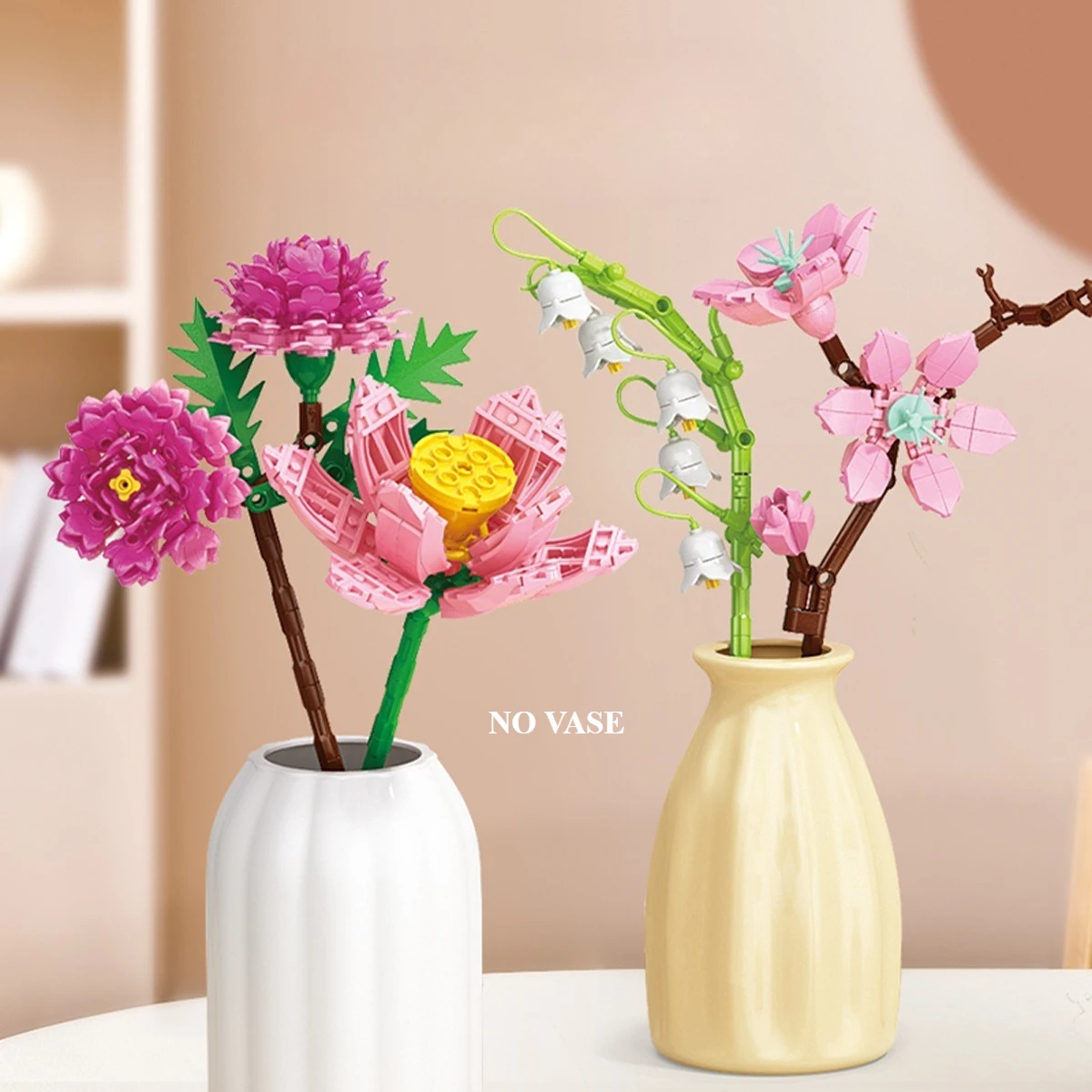 

MOC Artificial PINK Lotus Rose Daisy Tulip Garden Botanical Building Blocks Set Flowers Toys For Children Birthday Gift