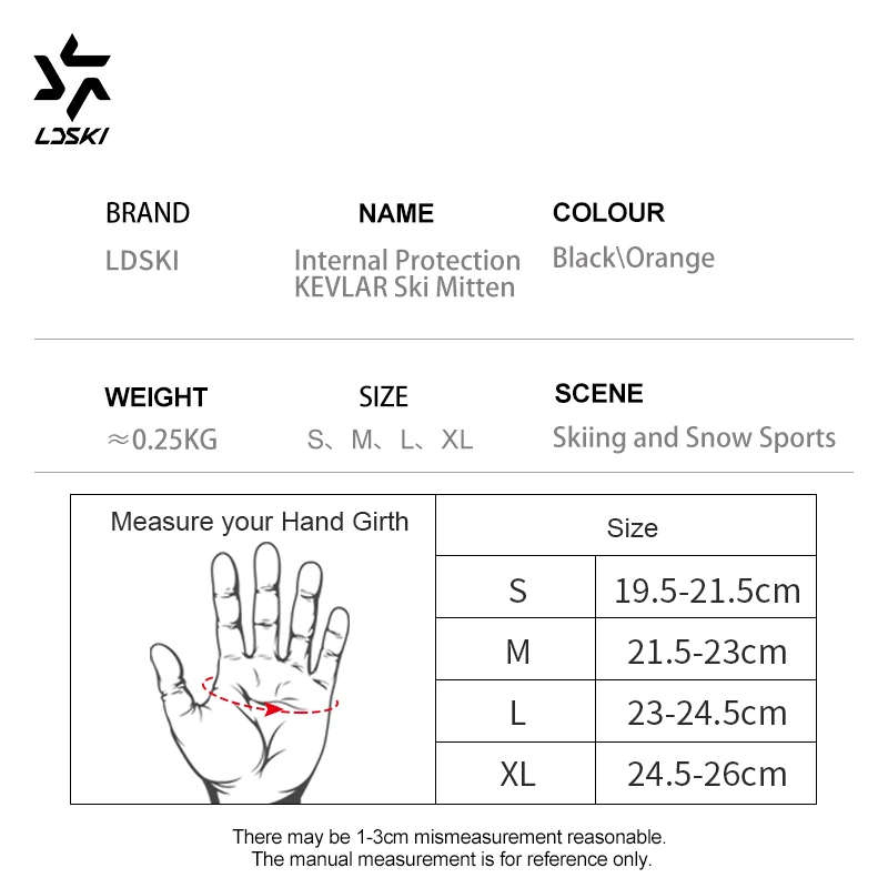 LDSKI Extreme Carving Ski handschuhe voller Kevlar Palm Handgelenks chutz wasserdicht atmungsaktiv Schutz Snowboard handschuhe Frauen Männer