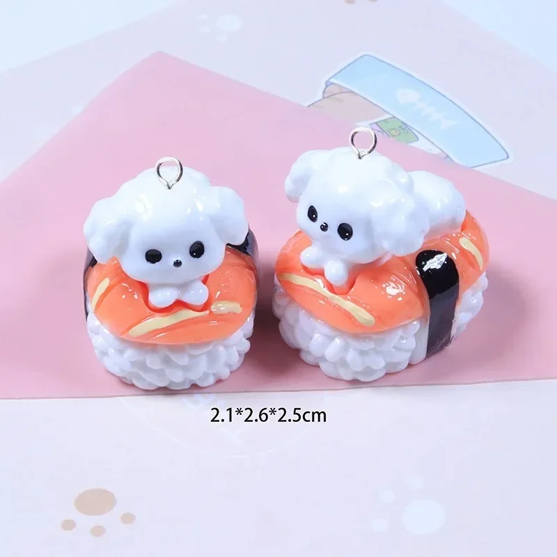 5Pcs Kawaii 3D Dog Sushi Resin Pendant Charms Cute Animal DIY Jewelry Making Supplies for Earrings Necklace Findings