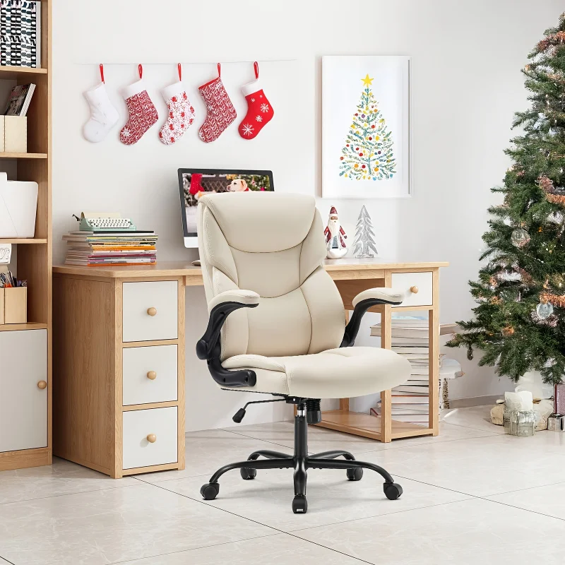 SMUG Office Chair - Ergonomic Executive Computer Office Desk and Chair，Flip Armrest with Adjustable