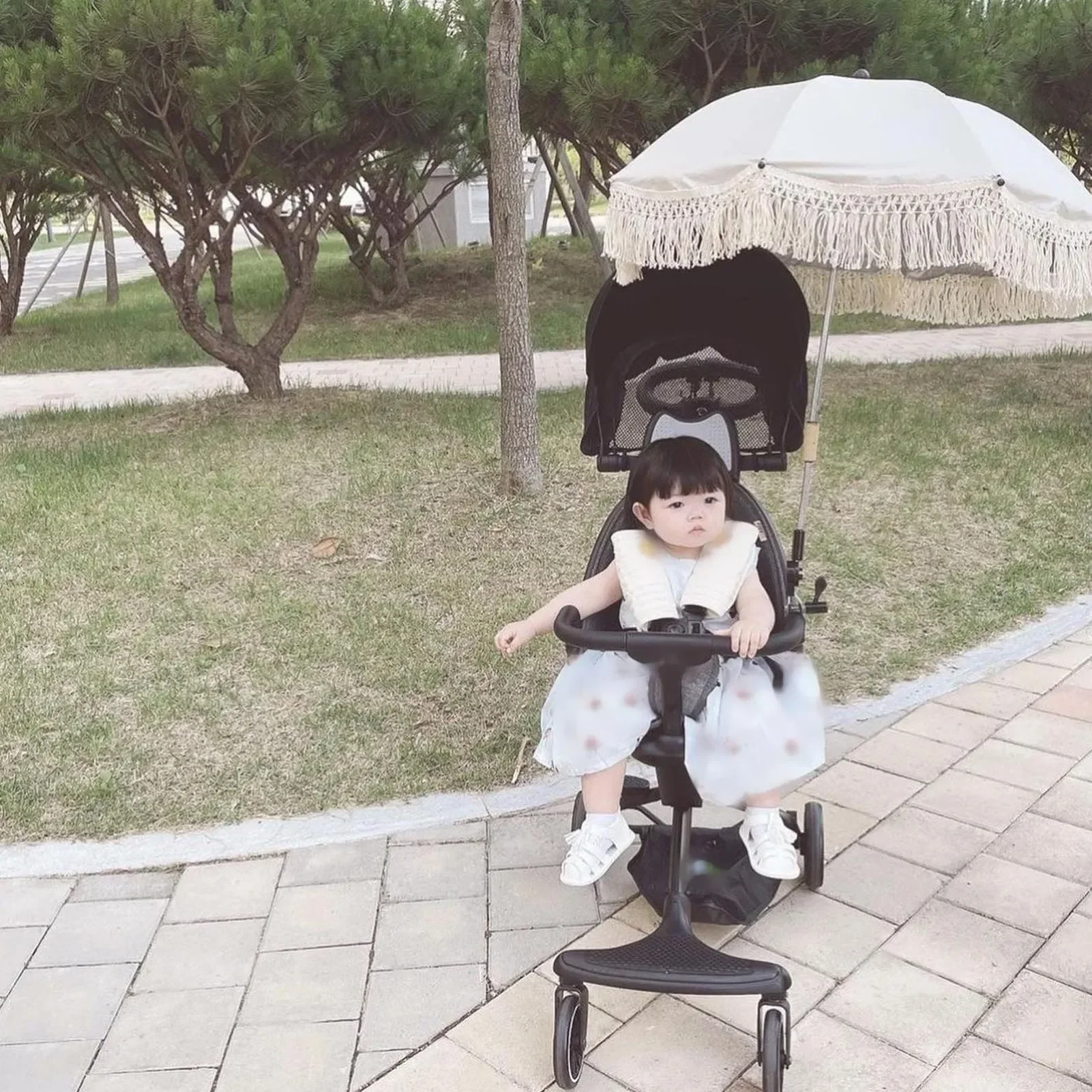 Tassel Beige Baby Outdoor Parasol Fringe Ultraviolet Proof Children Outdoor Beach Umbrella For Photography Props Seaside Garden