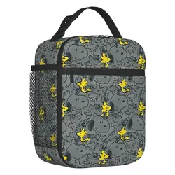 Personalizzato S-Snoopys Woodstock Anime Pattern borsa da pranzo isolata per scuola di lavoro portatile Cooler termico Bento Box donna bambini