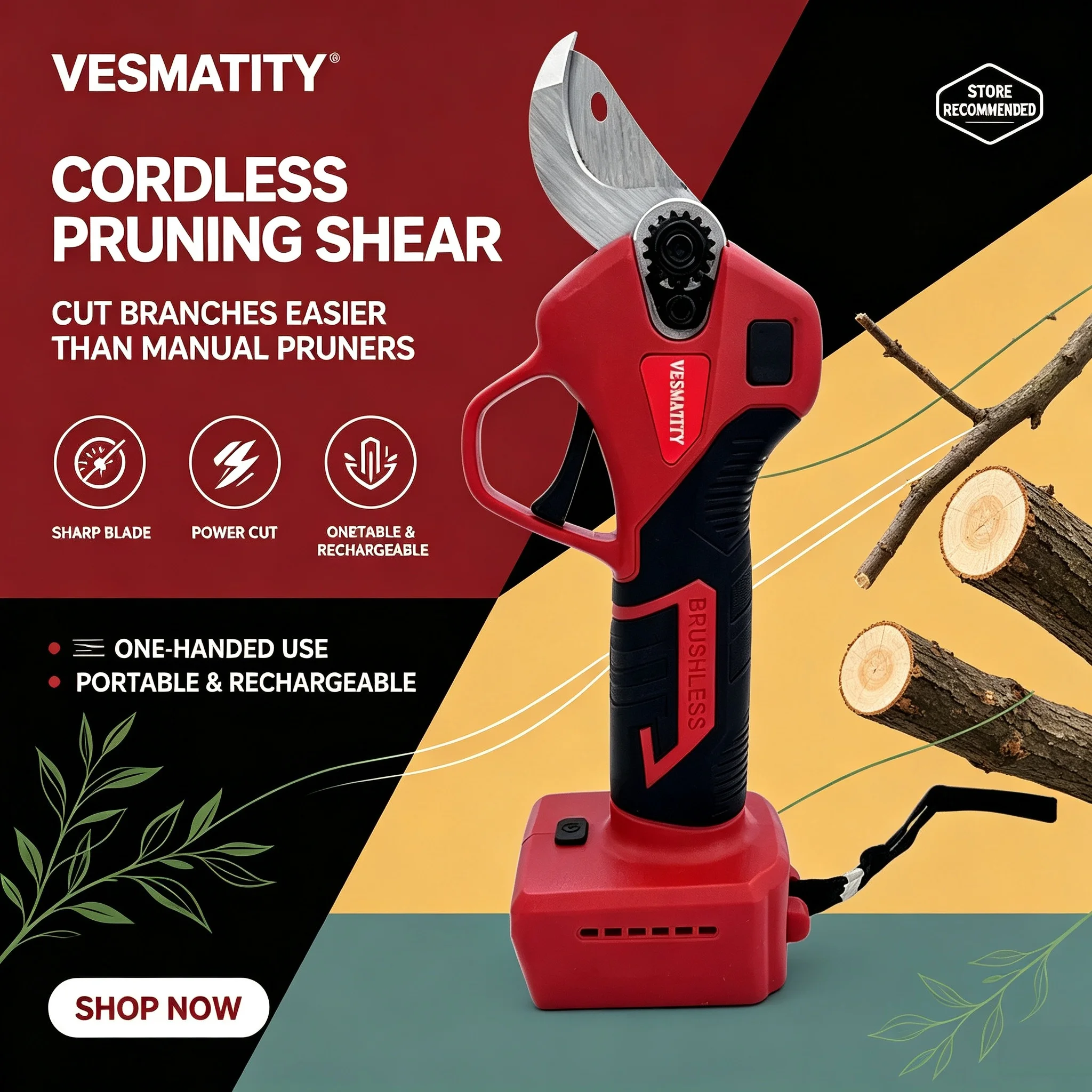 Brushless Electric Pruner 4 Gears Cordless Handheld Orchard Shrub Pruning Tree Branch Cutter For  Makita 18V Battery Tool