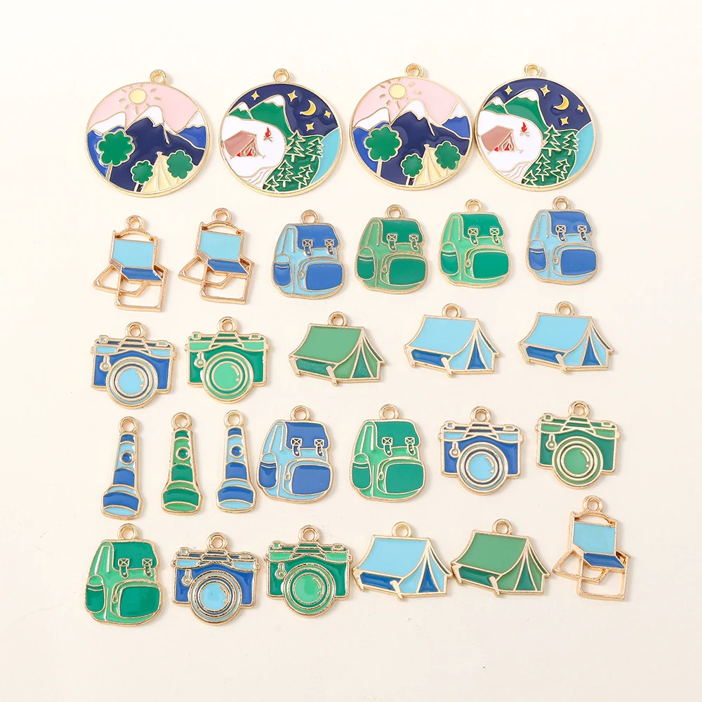 Jewelry Making Date Night - 10pcs/lot Enamel Night Camping Tent Telescope