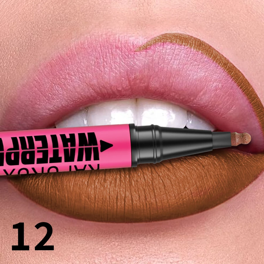 1PC Vloeibare Matte12-Kleur Lipliner Potlood Waterdicht Plumping Vlek Lippenstift Natuurlijke Lip Liner Overzicht Lippen Contour Make-Up