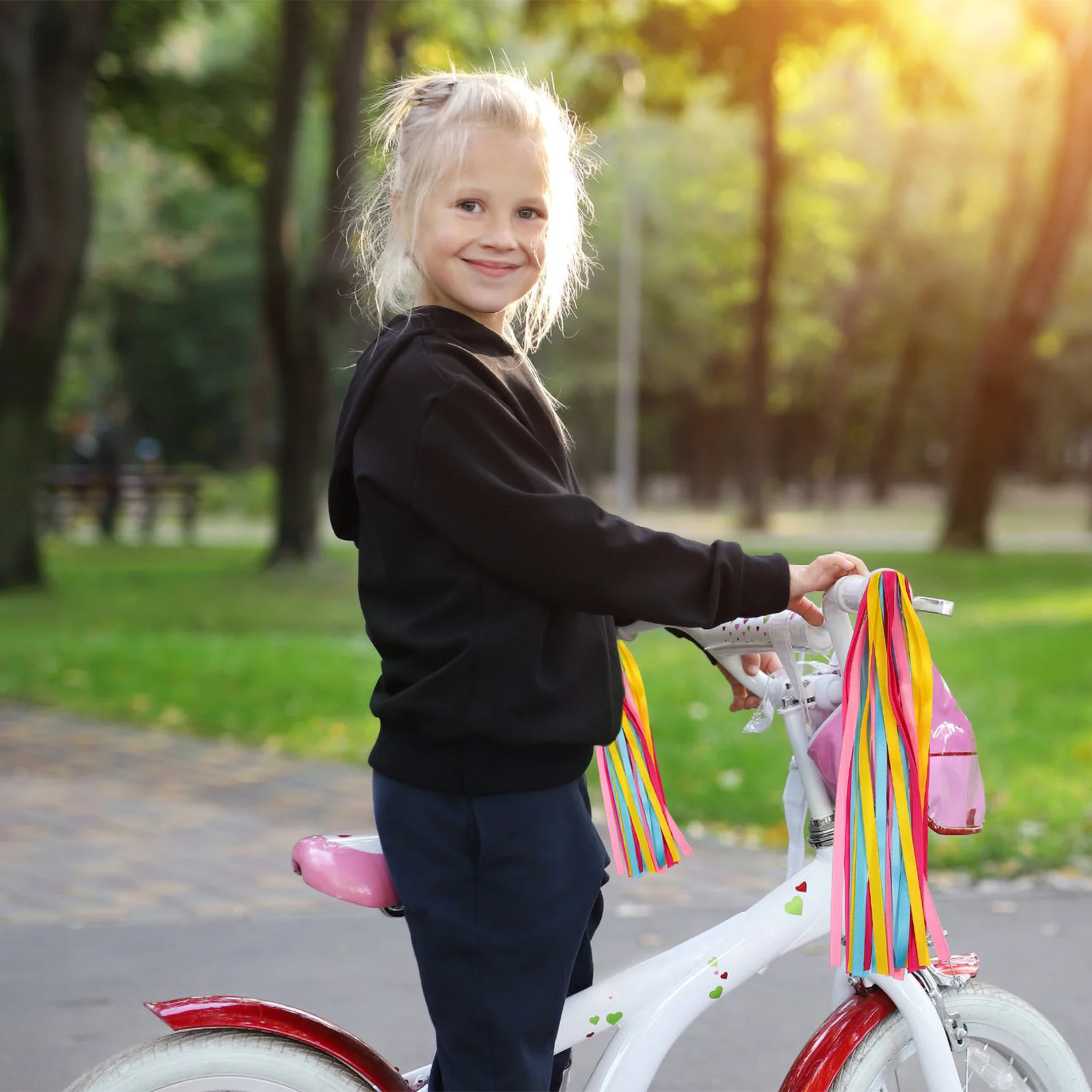 2Pairs Bike Streamers Handlebar Ribbons Kids Scooter Tassels Girls Boys Easy Install Handlebar Accessory Bike Streamers