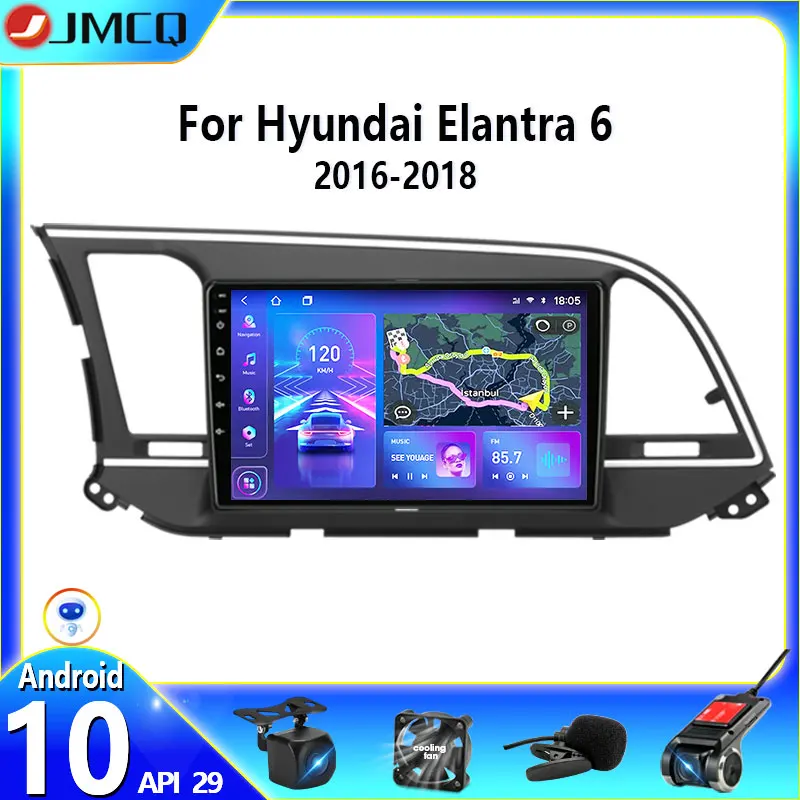 JMCQ T10 2 din Android 10 Car Radio For Hyundai Elantra 6 2015 2016 2017 2018 Multimidia Video Player GPS Navigaion Split Screen