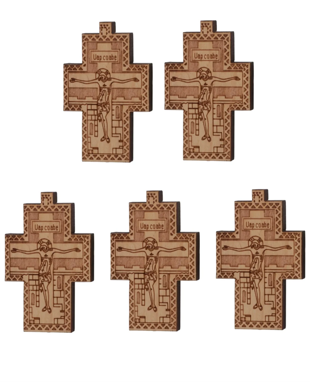 5Pcs Christian Antique Wooden Cross Pendants Crucifix Jesus Cross Pendant Handmade Ornaments for DIY Necklace Jewelry