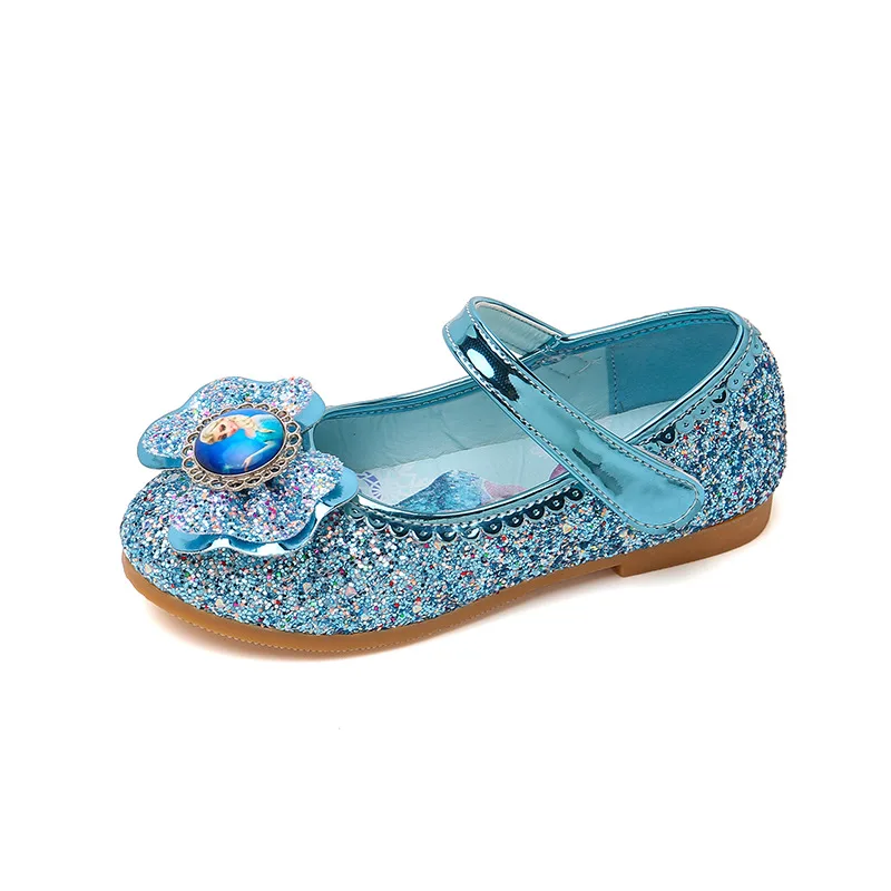 Disney Elsa Frozen Girls Princess Shoes Spring and Autumn Flat Paillette Shoes Children's Soft Sole Baby Casual Shoe Party Shoes image 5