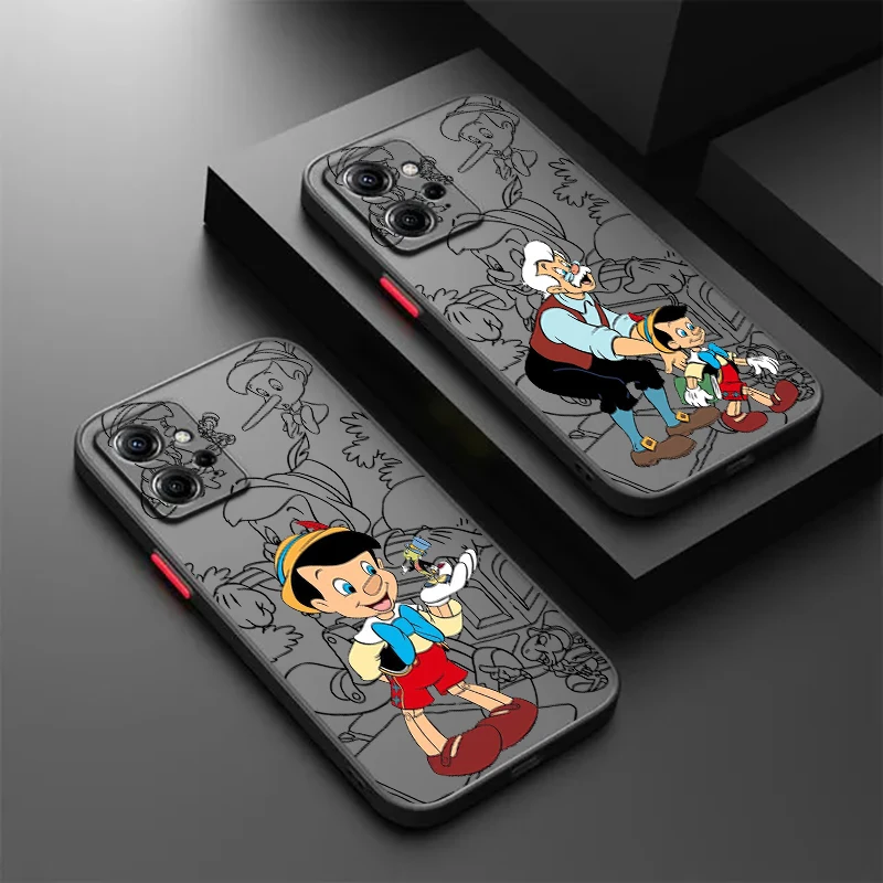 Disney Pinocchio Cute Frosted Translucent For Redmi Note 13R 13 12 12S 12T 11 11T 11E 10 Pro Plus 5G TPU Phone Case