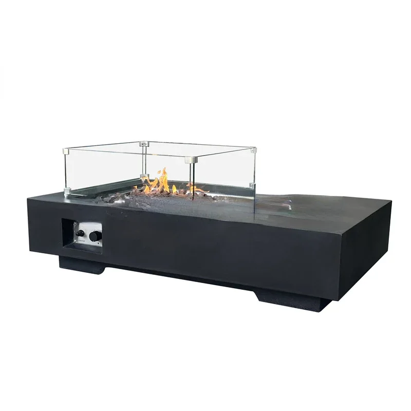 Modern propane fire pit surface concrete surface