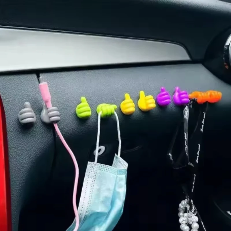 2pcs Hand Holder Glasses Cord Power Cord Charging Cable Self-Adhesive Mini Hook Organizer Gadget Car Parts