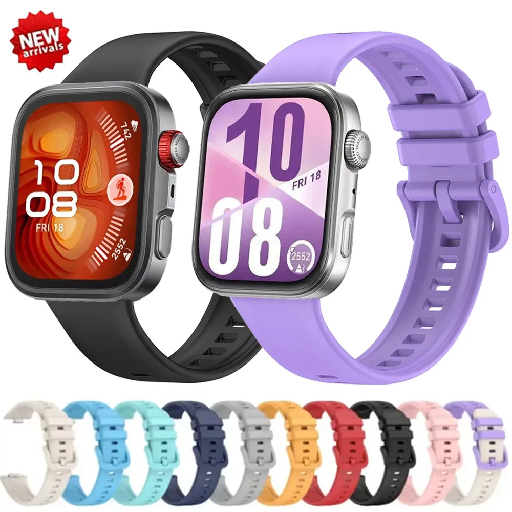Спортивный силиконовый ремешок для часов Huawei Watch Fit 3/Fit 4/Fit 4Pro с цветной пряжкой, мягкий дышащий ремешок для часов Huawei Watch Fit 4 Pro