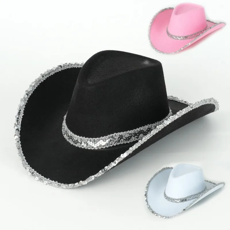 Men's and women's hats personalized wide sequined accessories brim curved trendy party gifts