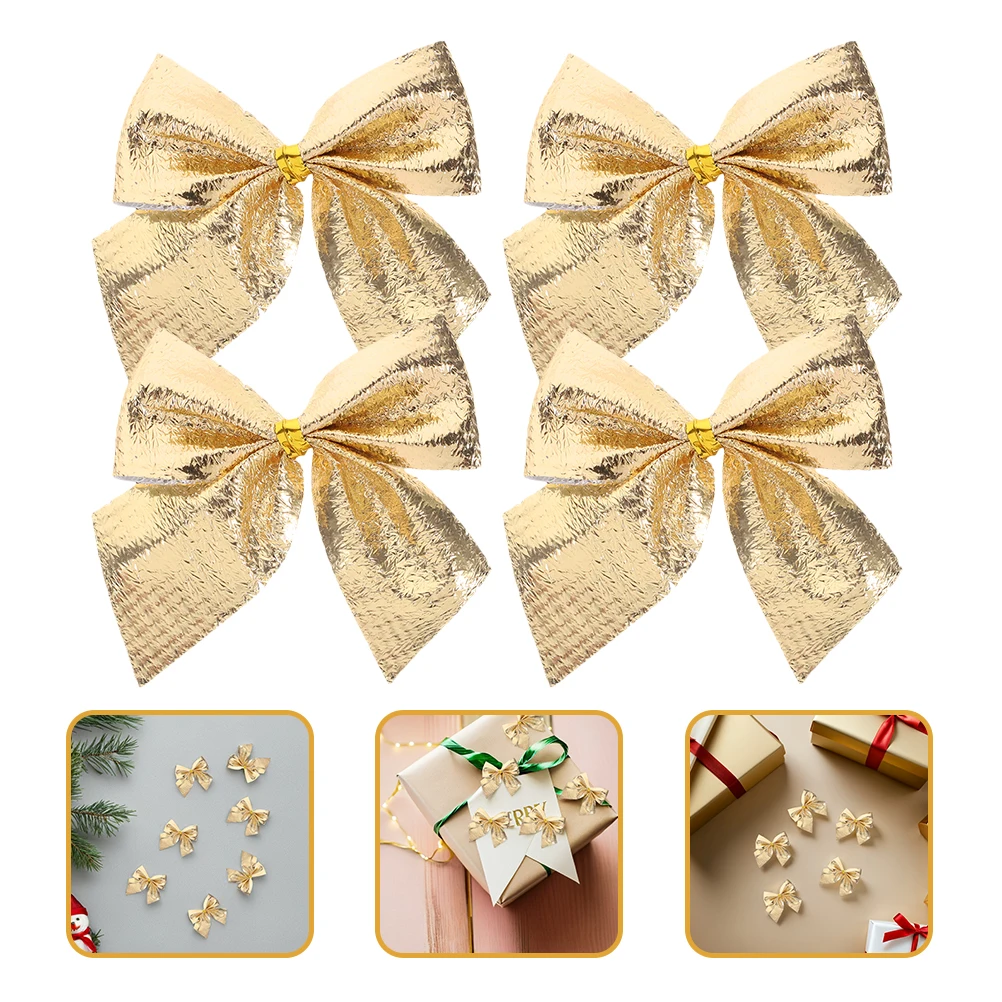 

60Pcs Mini Christmas Bows Small Bows for Tree Wreath Garland Crafts Gift Decorations Flocked Ribbon Bowknot Holiday