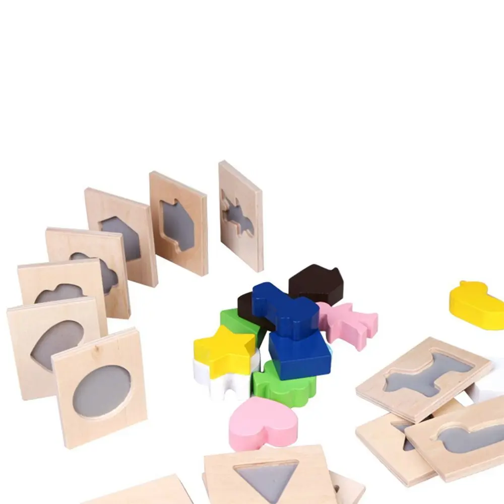 Educational Touch Thinking Shape Box Fun Wooden Geometric Shape Puzzle Pieces Interactive Toys Montessori