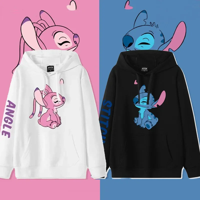 2024 New Fashion  Disney Winter Couples Hoodie Stitch Sweater Loose Jacket Clothes Women\'s Tops