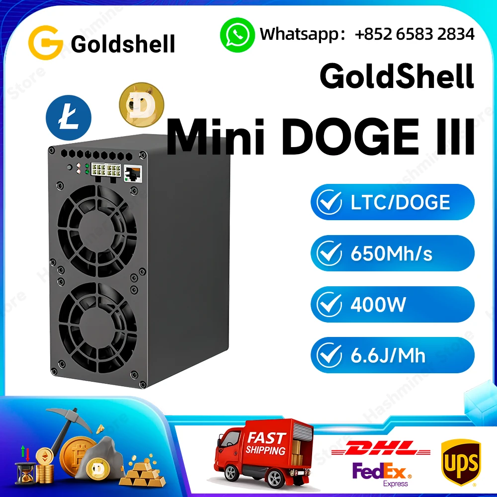 New Goldshell Mini DOGE III Plus 810MH/S 500W Dogecoin Miner LTC Doge Miner Mini Doge 3 Plus Mining Machine