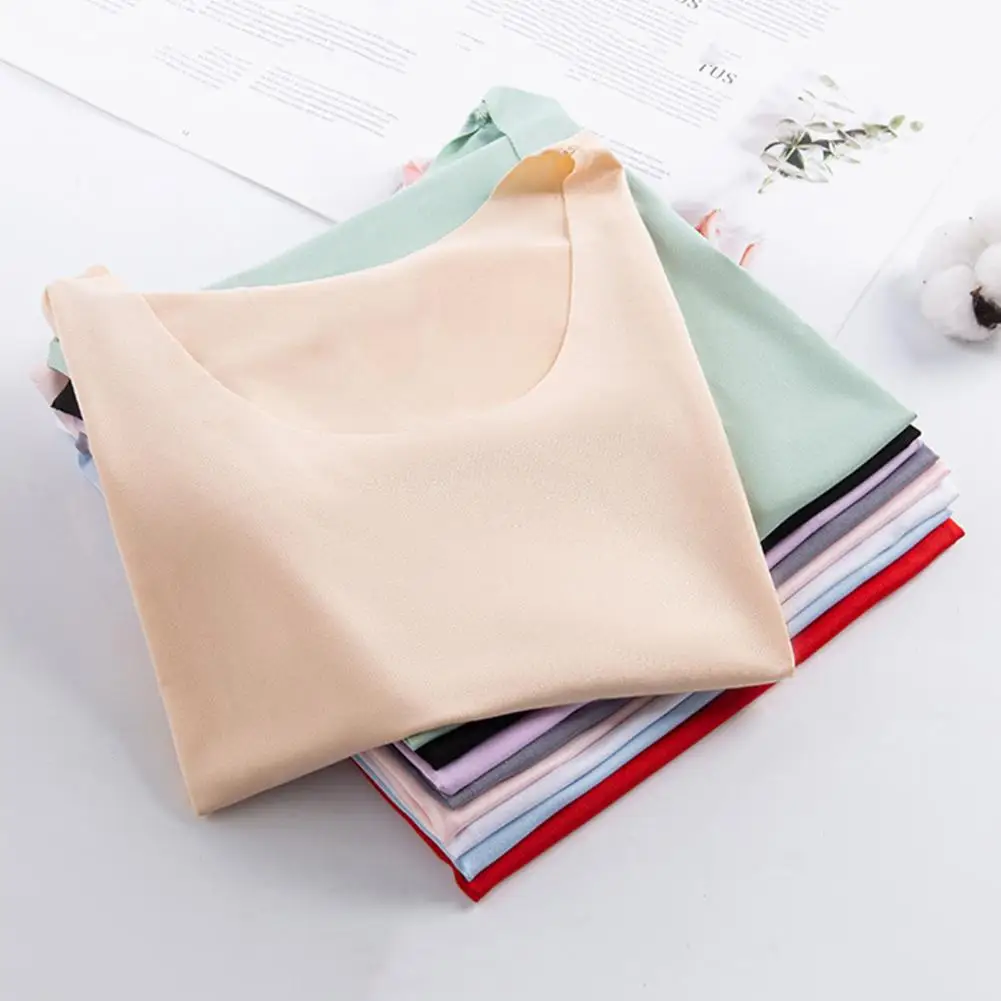 

Ice Silk Seamless Women Bottoming Vest Cooling Camisole Basic Top Sleeveless Pure Color Plus Size Stretchy O Neck Dry Tank 90%