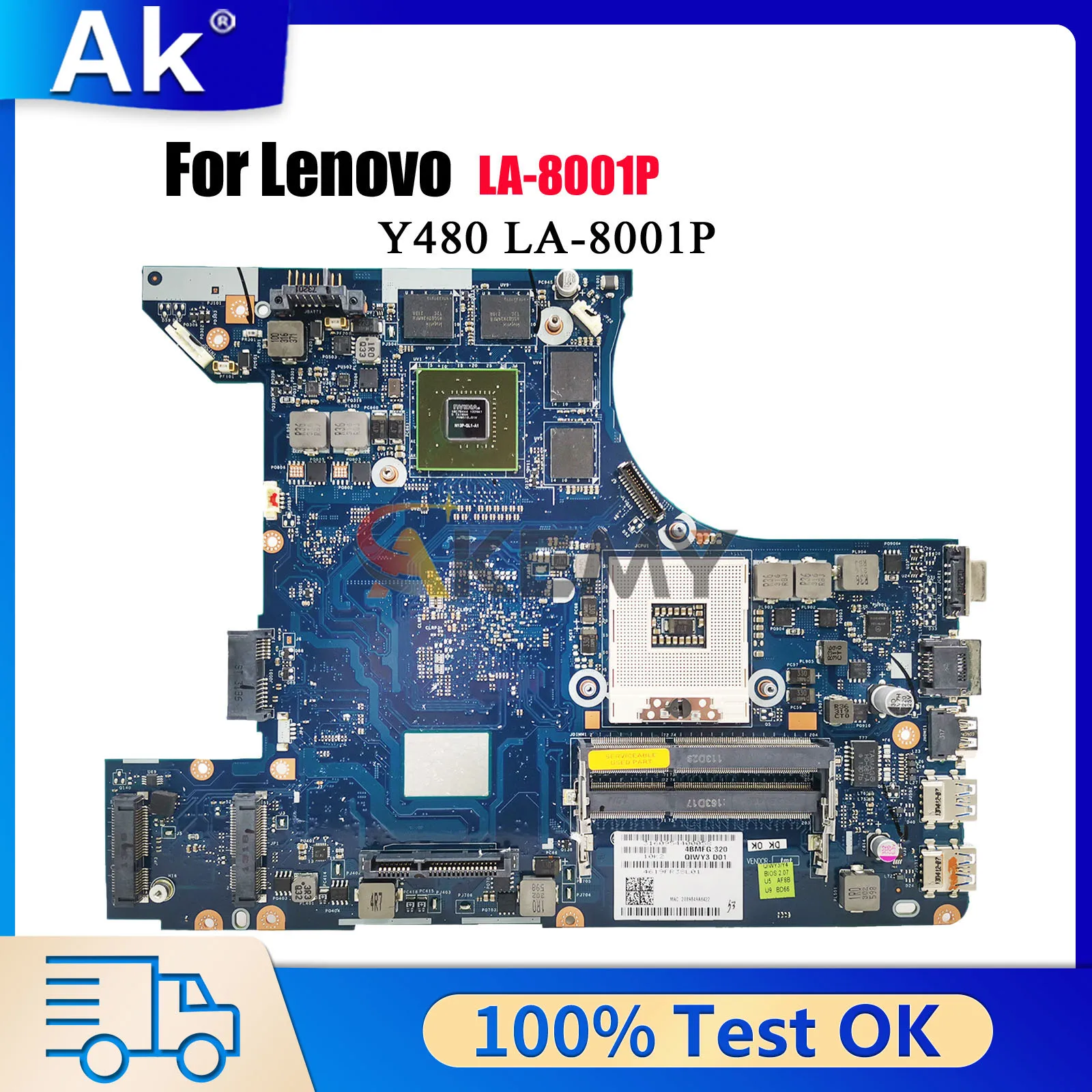 

LA-8001P для Lenovo Ideapad Y480 с HM76 GT650M 2 ГБ DDR3, материнская плата для ноутбука, 100% протестировано, ОК