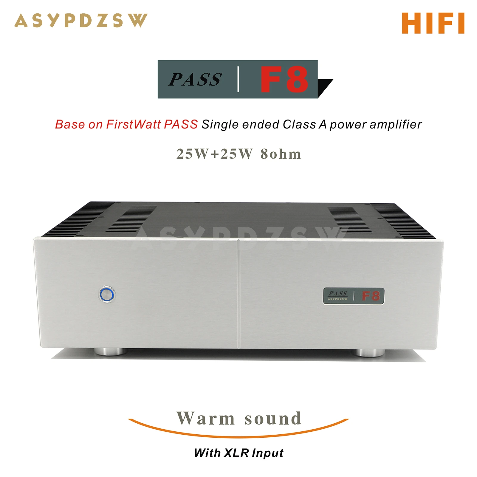 HIFI Warm sound Base on FirstWatt PASS F8 Single ended Class A power amplifier With XLR input 25W+25W 8ohm