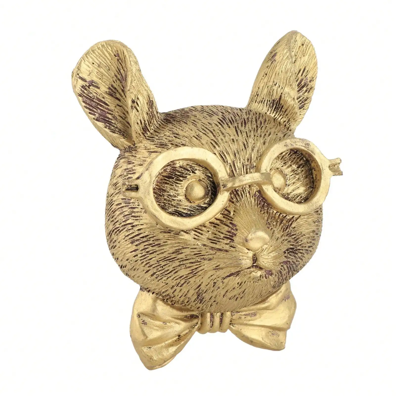 Настенная подвеска с головой животного из бронзовой смолы - водонепроницаемая и солнцезащитная скульптура для домашнего декора