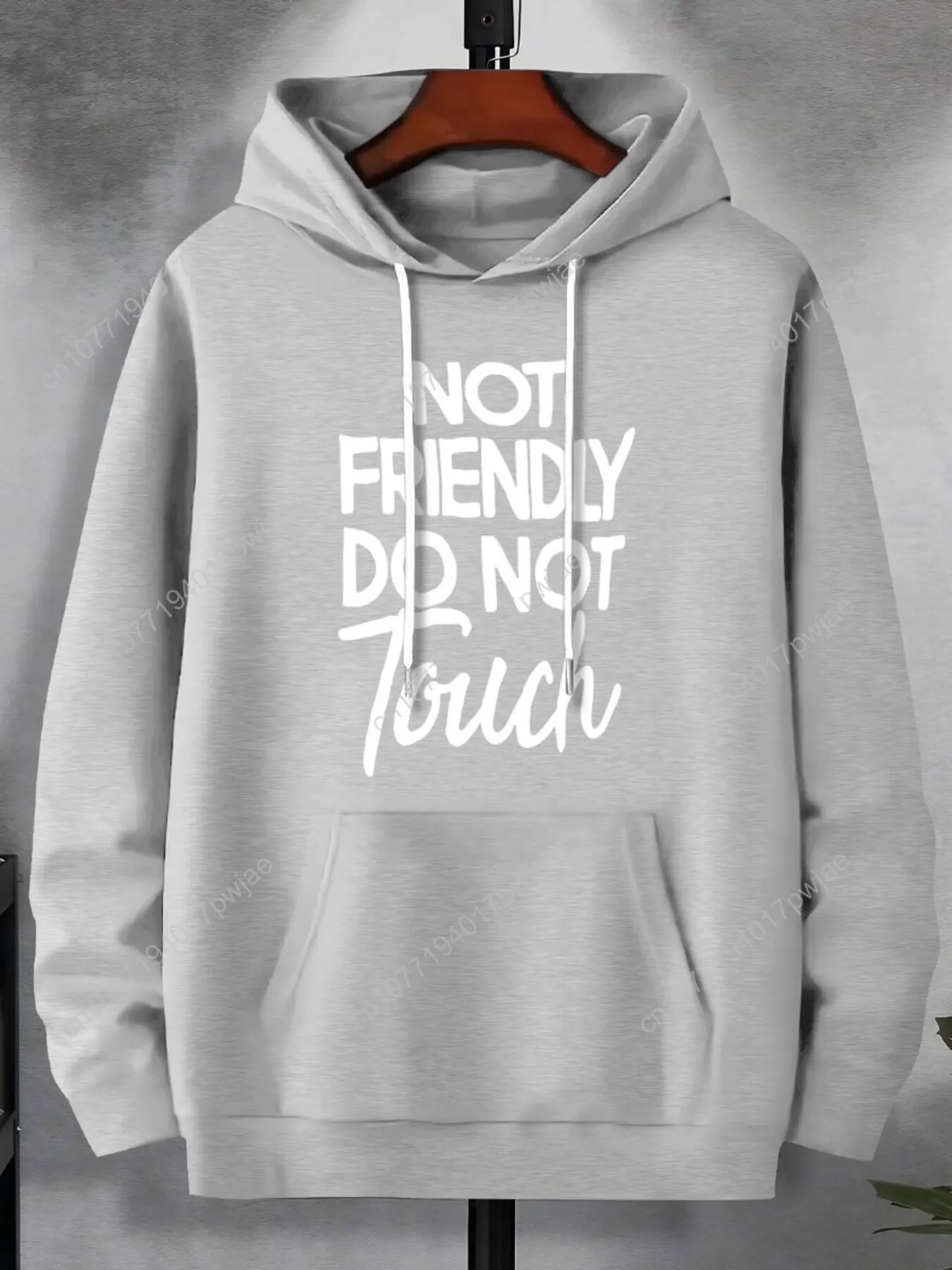 Felpa con cappuccio con stampa alla moda, felpa con cappuccio taglie forti da uomo, felpa con cappuccio con stampa inglese con tasca a marsupio Abbigliamento da uomo taglie forti, adatta