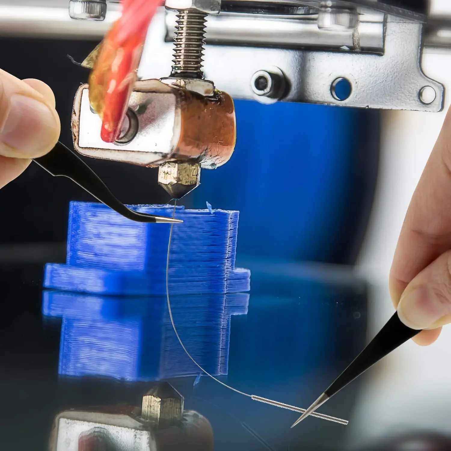 3D-Druckerdüsen-Reinigungsset – 13-teiliges Werkzeug zum Reinigen der 3D-Druckdüsen, 0,4 mm Reinigungsnadeln und Pinzette mit Kupferdrahtbürste – Detail 6