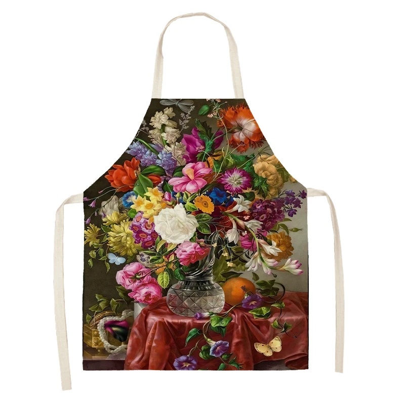 Women\'s kitchen apron Natural and Animal Styles Restaurant chef barber barman waterproof apron for menand child painting apron