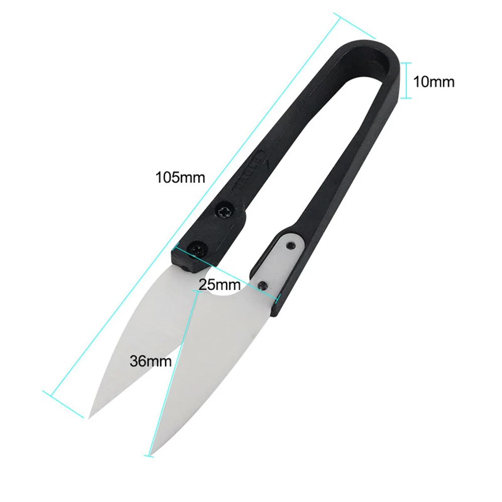 Blue Black Ceramic Insulated Scissors U-Scissors For Sewing Clipper Beading Trimming Thread Stitch Embroidery Thrum Yarn Cutter