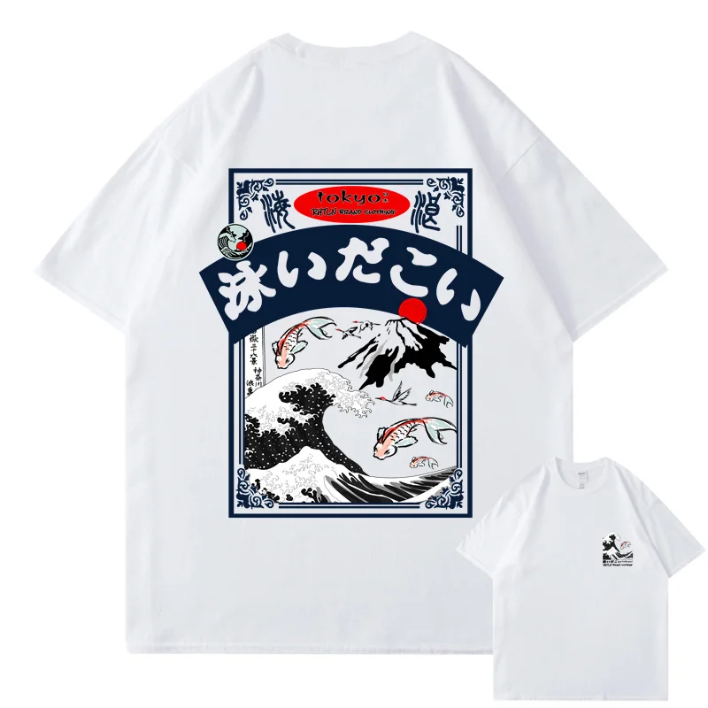2025 Men\'s Hip Hop T-shirt Street Wear Harajuku Japan Wave T-shirt Summer Short Sleeve Top T-shirt Cotton Printed T-shirt Men\'s