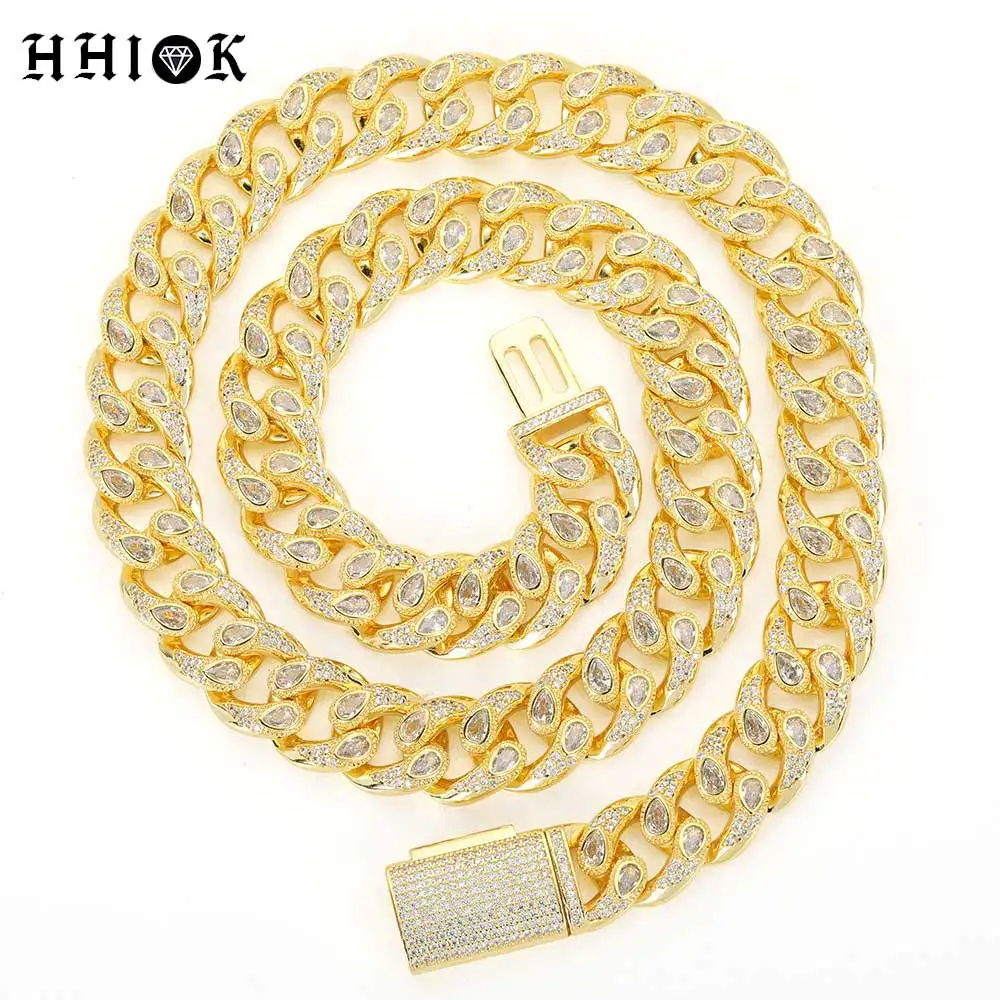 

Dropshipping Iced Out Men Jewelry 5A cz Hip Hop New Micro Pave 16mm Cuban Link Chain Big Heavy Chunky Necklace for Men Boy