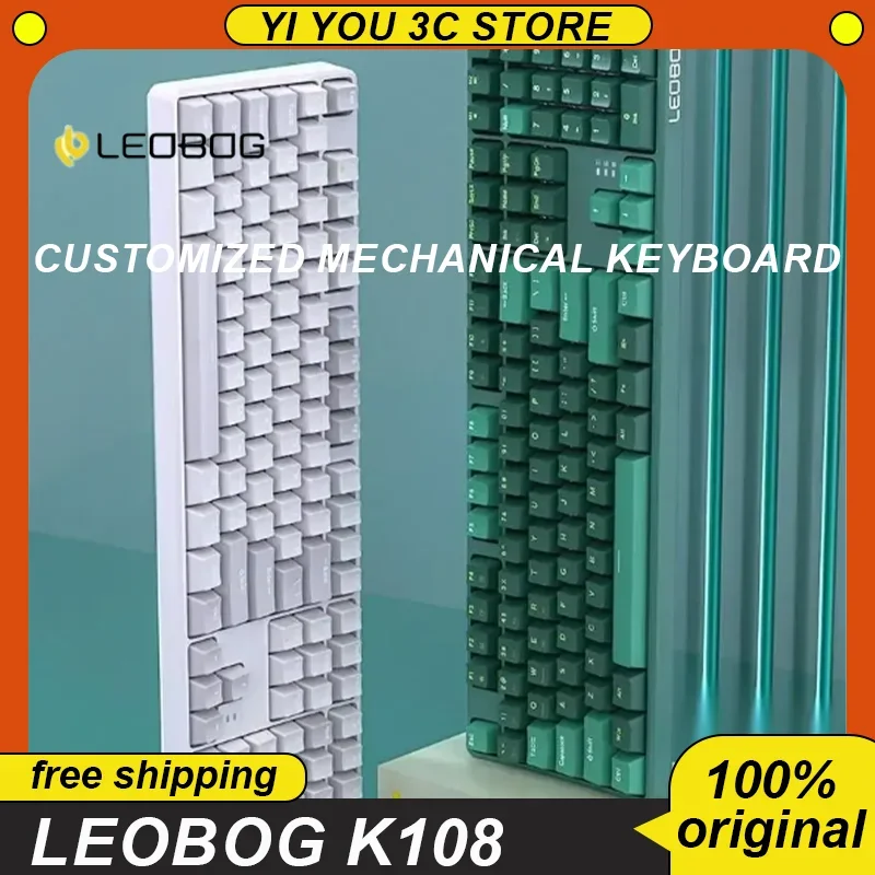 

LEOBOG K108 Wireless Mechanical Keyboard RGB 3-Mode Hot-Swap 108 Keys Dynamic PC Office Gamer Laptop Computer Peripherals