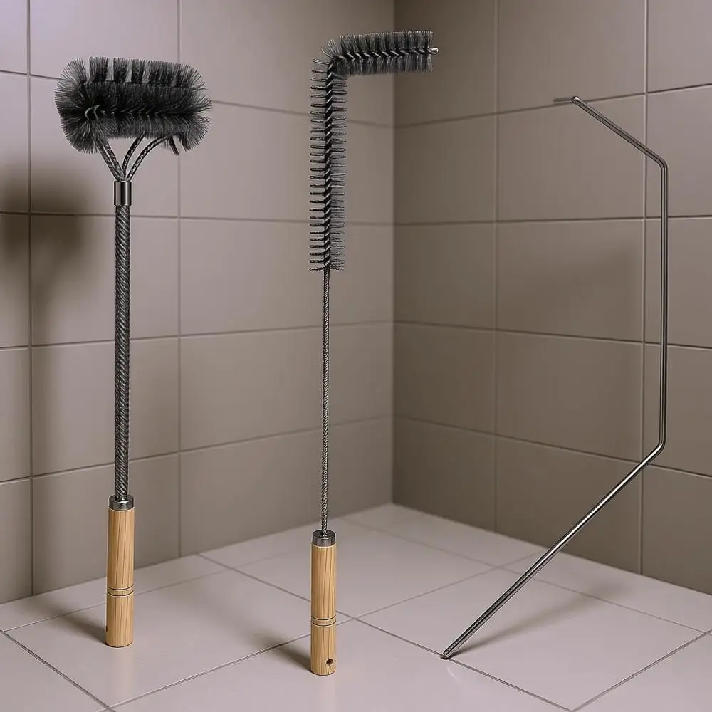 

3-Piece Stainless Steel L-Shaped Brush Set for Deep Cleaning of Air Fryers and Restaurant Equipment