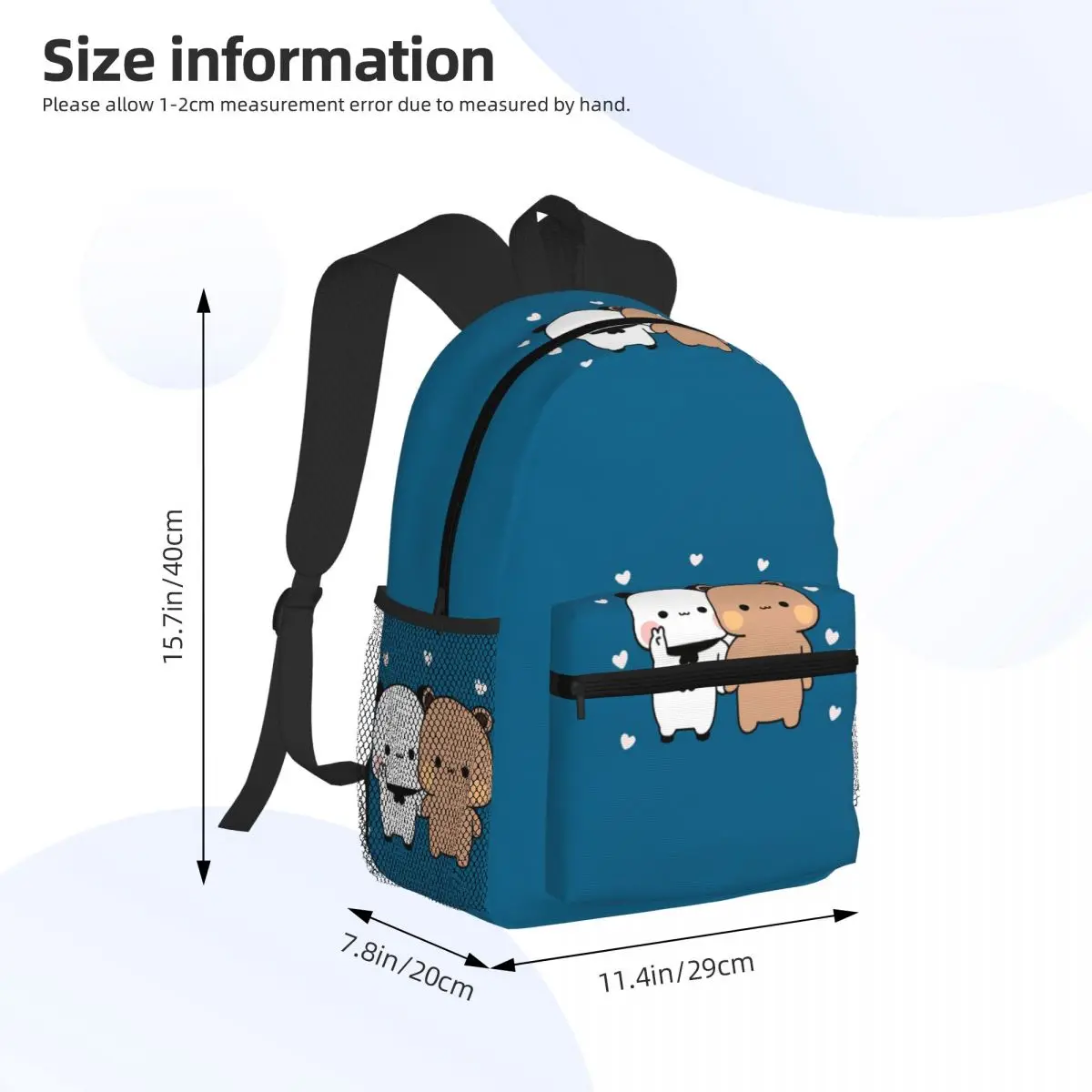 Peach And Goma Bubu Dudu Balloon Student Backpack School Bag Hiking Travel Daypack for Boys Girls Bookbag Shoulder Bags