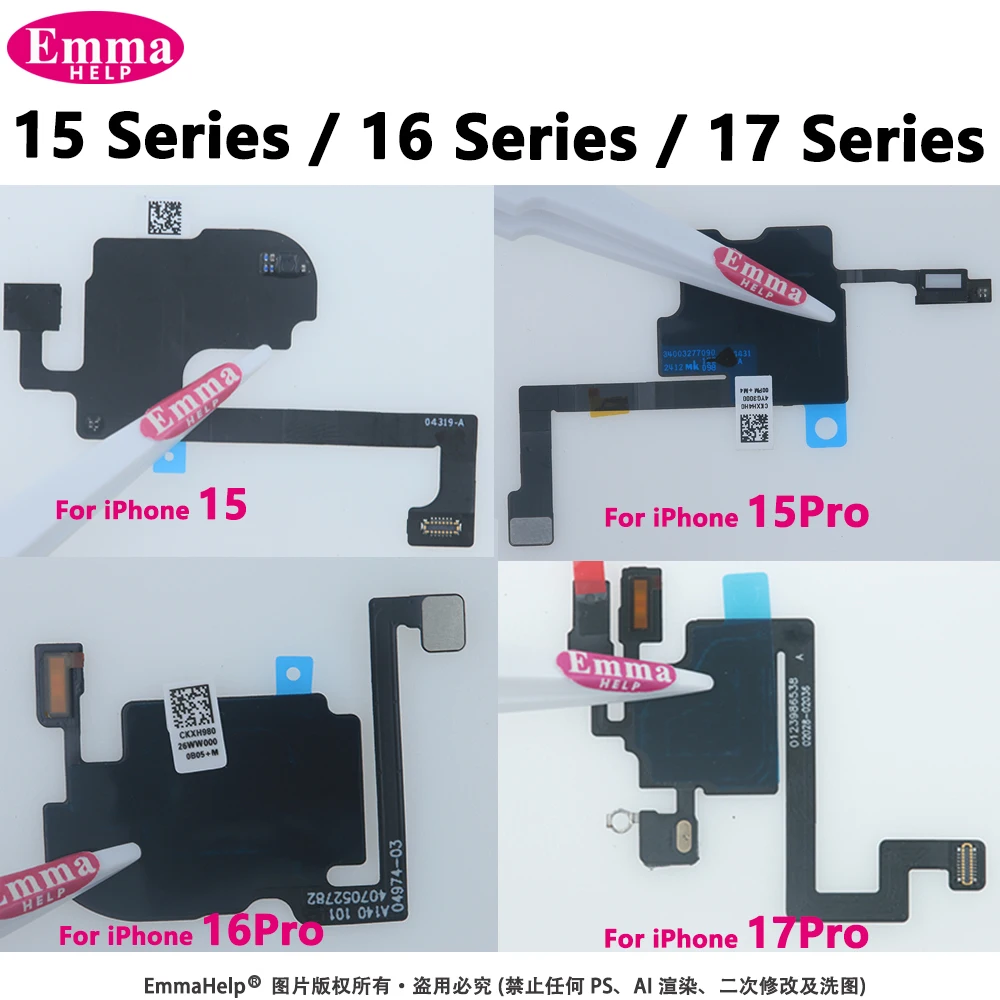 Earpiece Sensor Proximity Flex Cable Light for iPhone 15 Pro Max 16 Pro Plus 17Air Mic Ear Speaker Microphone Repacement