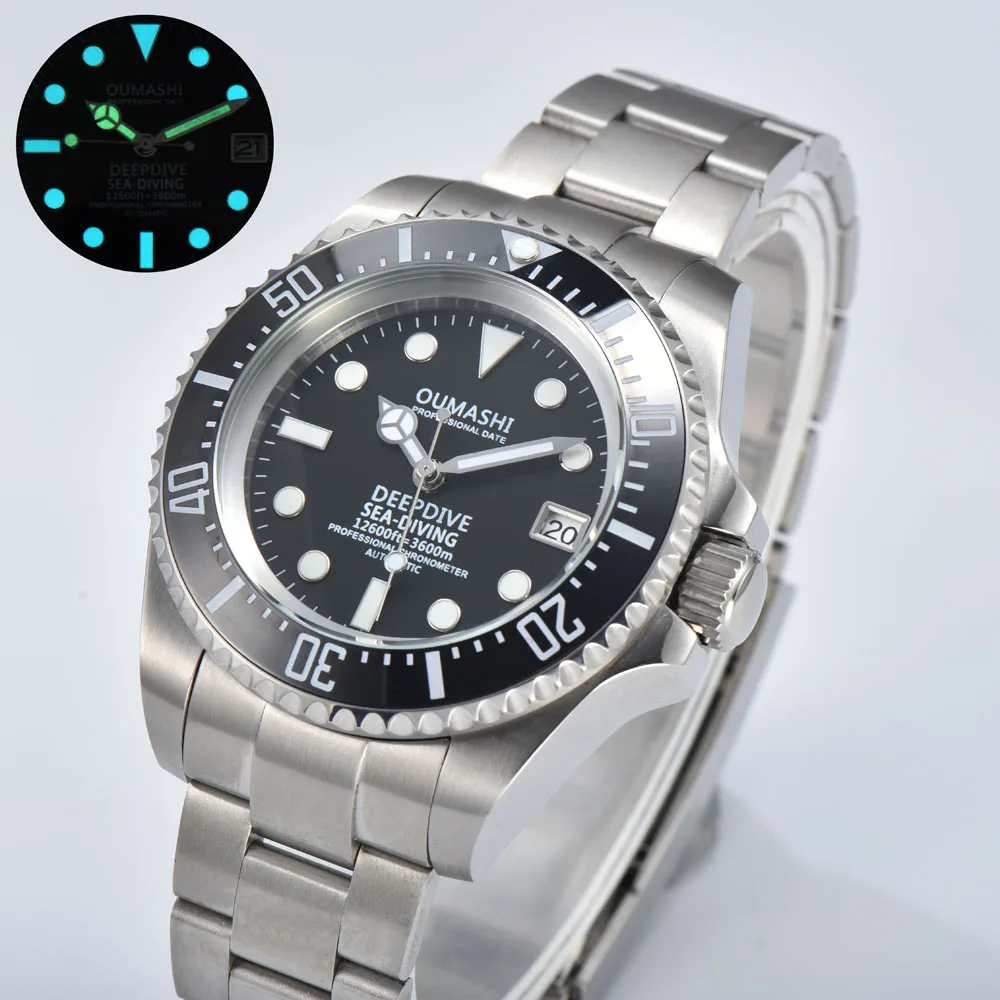 44mm NH35 automatic wristwatches for men with Japanese genuine NH35 automatic movement deep sea mechanical watch customize logo