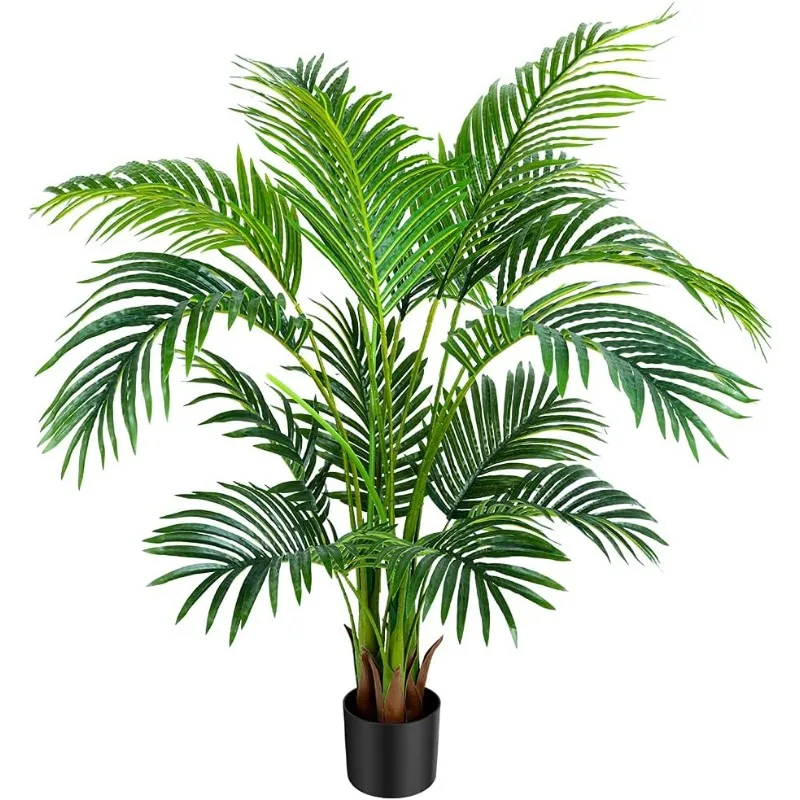 Sztuczna roślina palmowa Areca do ogrodu, sztuczna trzcina palmowa z jedwabiu wewnątrz na zewnątrz, dypsis Lutescens, 47-calowe realistyczne rośliny ze sztucznego jedwabiu