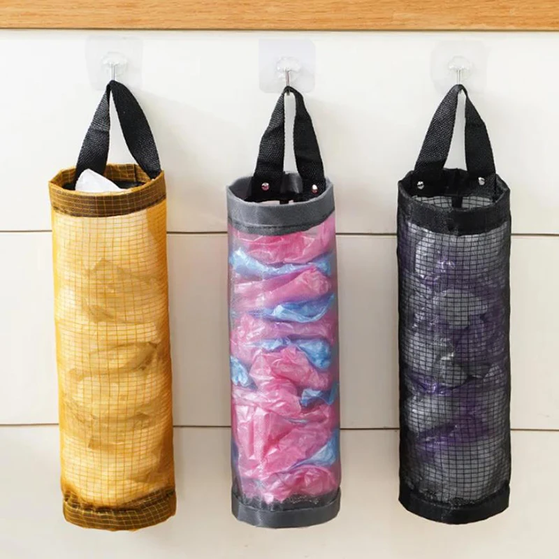

1pcs Mesh Plastic Bag Storage Can Be Hung To Put Plastic Bag Collector Kitchen Garbage Bag