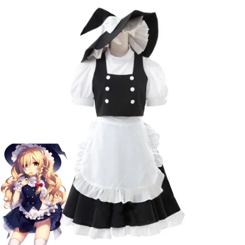 Game Kirisame Marisa Touhou Project，Project Shrine Maiden Cosplay Costume Wig Anime Gensokyo Magician Maid Uniform Halloween Set