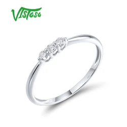 VISTOSO Gold Rings For Lady Real 14K 585 White Gold Sparkling Diamond Promise Engagement Anniversary Gift Dainty Fine Jewelry