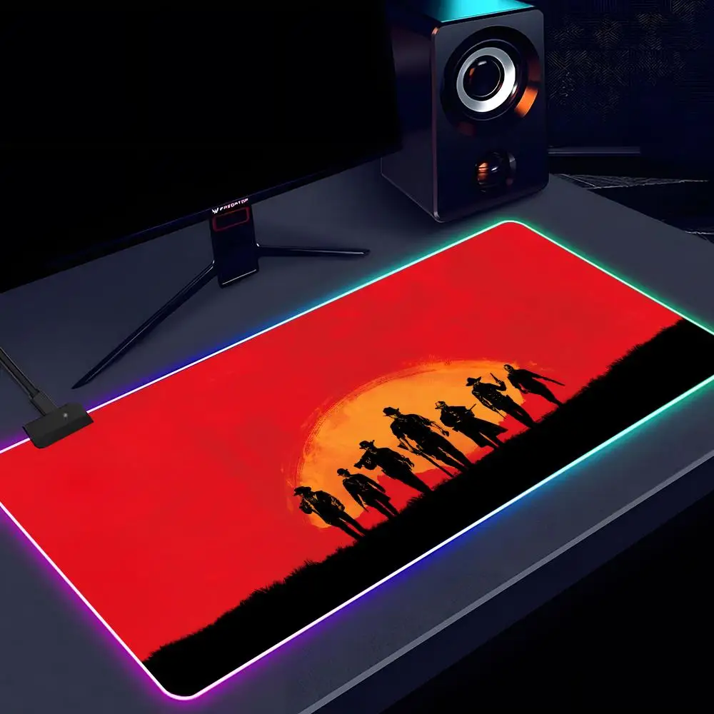 Red Dead Redemption 2 Mouse Pad RGB Rubber Antislip Keyboard Pad 40x90cm Mousepad Gaming Accessories XXL Office Computer Mat view 4