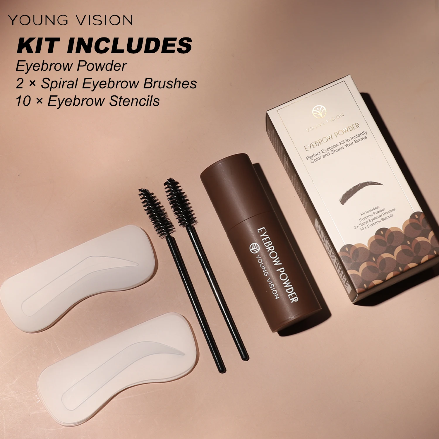 YOUNG VISION Eyebrow Stamp Kit Hair Line Powder Facial Shaping Shadow Powder Multifunctional Eyebrow Powder Includes Brush