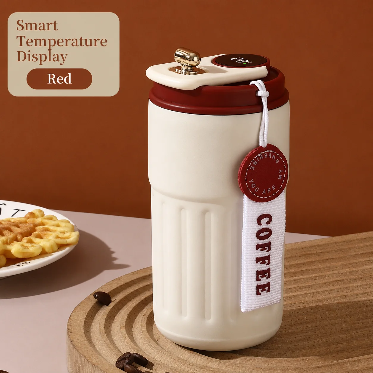 Cute Retro Smart Temperature Display Travel Coffee Mug 420ML 316 Stainless Steel Vacuum Cup Leakproof Portable Outdoor Car