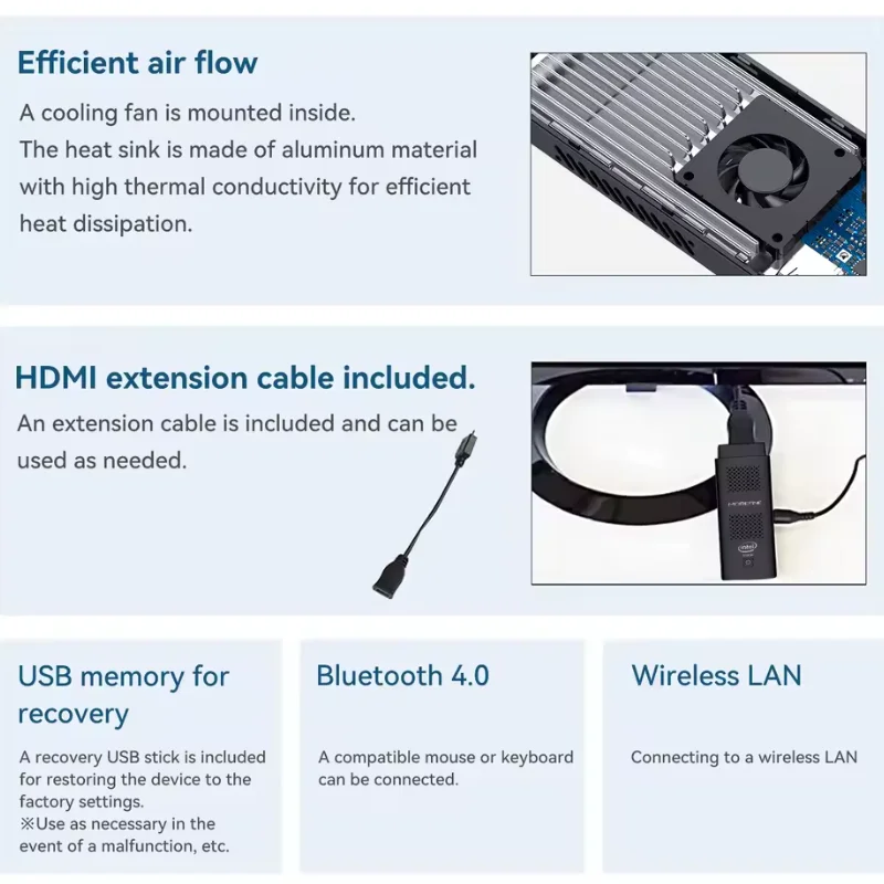 CENAVA M1K Mini PC Stick Intel Celeron J4125 4 Core 4MB Cache 8G LPDDR4 256G eMMc Windows11 wifi5 4K 60HZ HD Comodo Mini PC