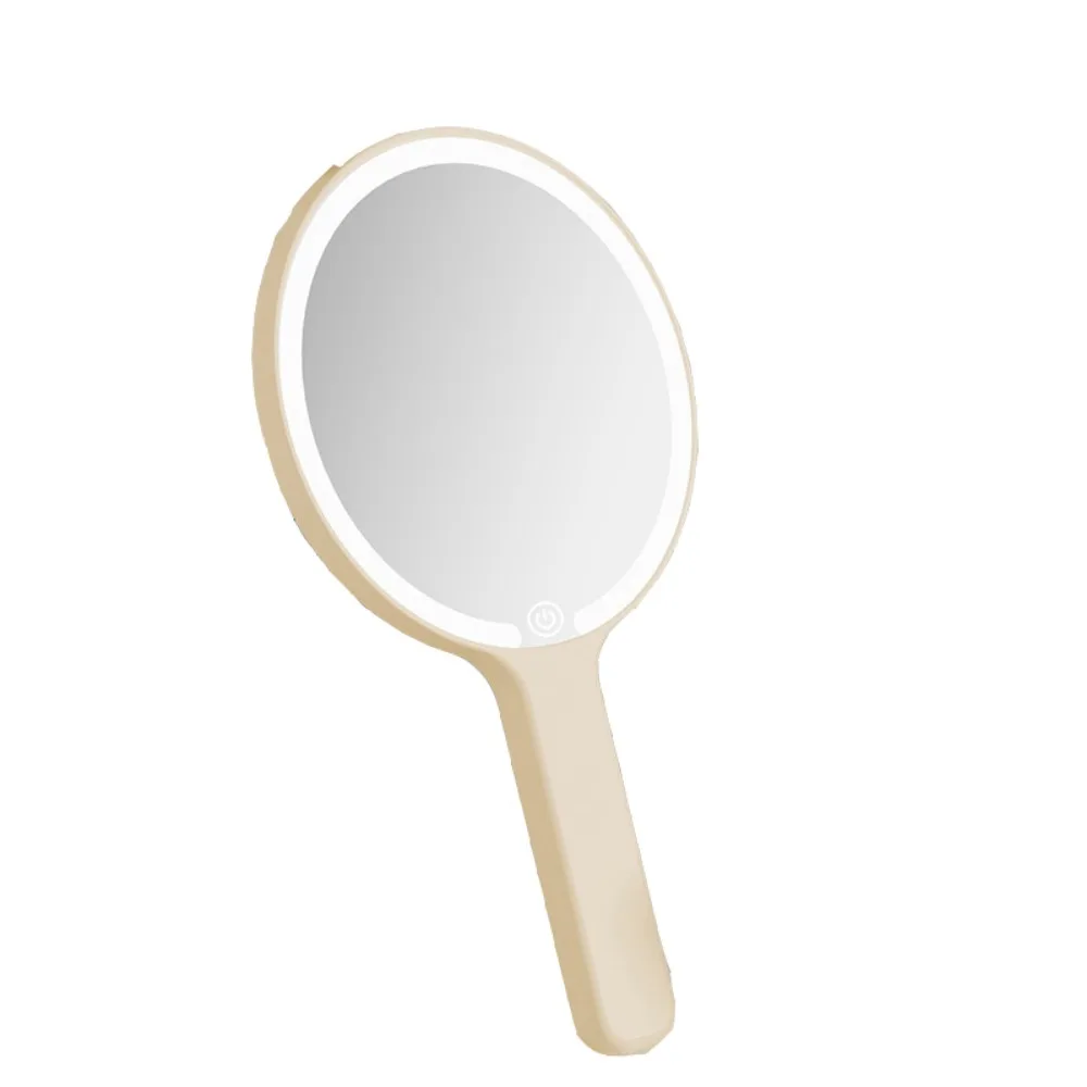 Fill Light LED Makeup Mirror Square/Round Hand-held Lighted Hand Mirror Compact 3 Color Dimmable Lights Portable Vanity Mirror