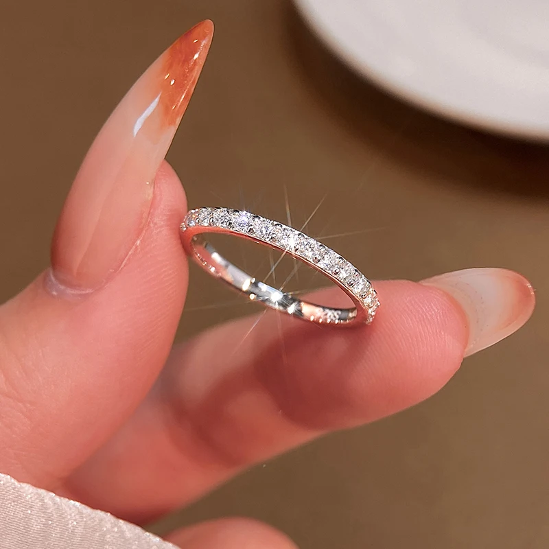 S925 فضة مويسانيتي حقيقي الماس أنيقة مطعمة تاج خواتم للنساء المشاركة الزفاف موضة غرامة مجوهرات #2