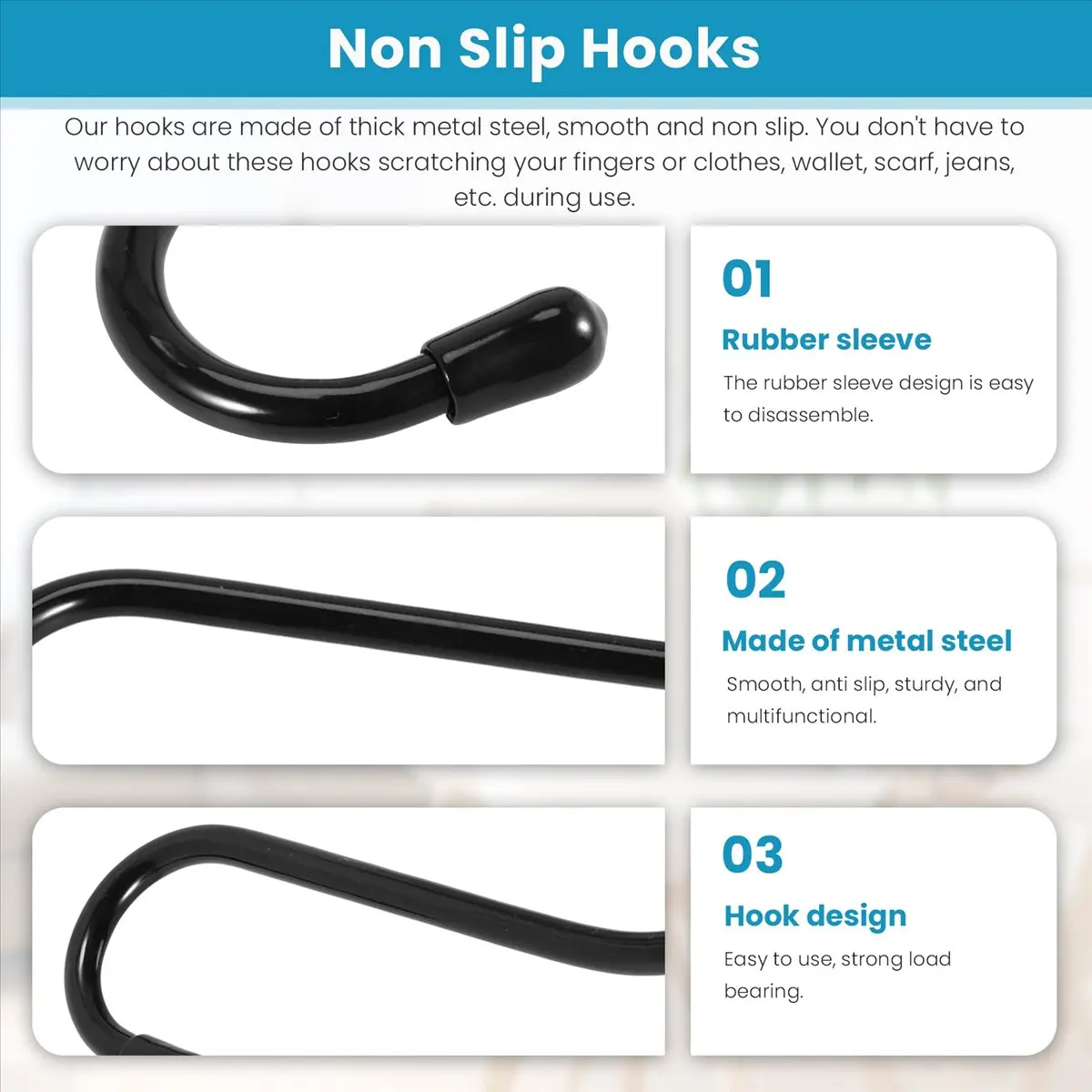 【ABFS】12 Pack 6 Inch Large Heavy Duty S Hooks for Hanging, Non Slip Rubber Coated S Hooks,Steel Metal Hooks for Hanging