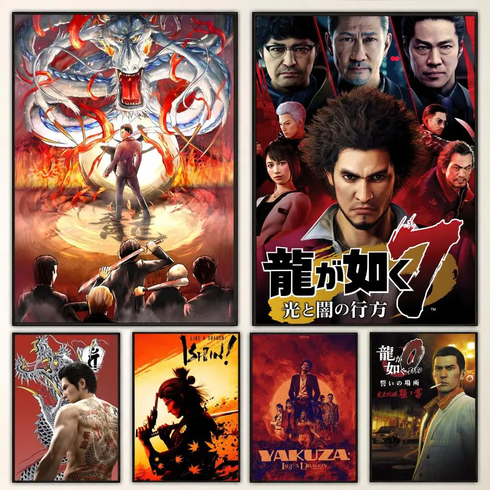 Like a Dragon Yakuza Game Neon City Dramatic Series Poster Aesthetic Art Print for Bedroom & Living Room Decor, Unframed